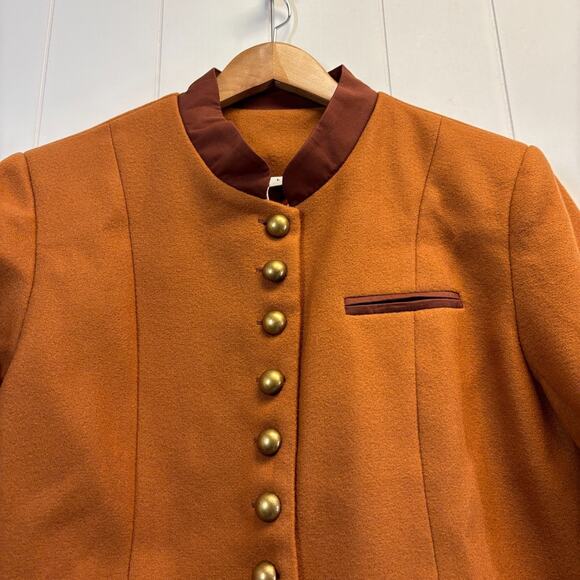 Made With Love Women Classic Academia Indie Equestrian Cozy Jacket Size L Orange - Picture 8 of 8